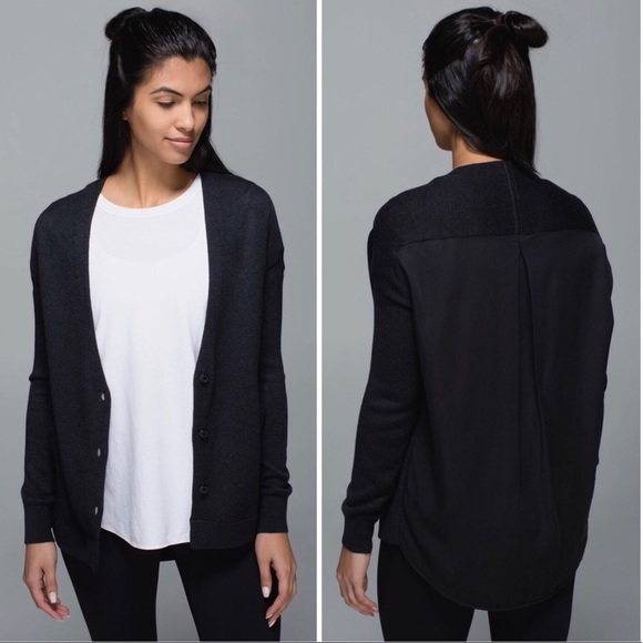 lululemon athletica Sweaters - Lululemon Cardi In The Front Heathered Black RARE